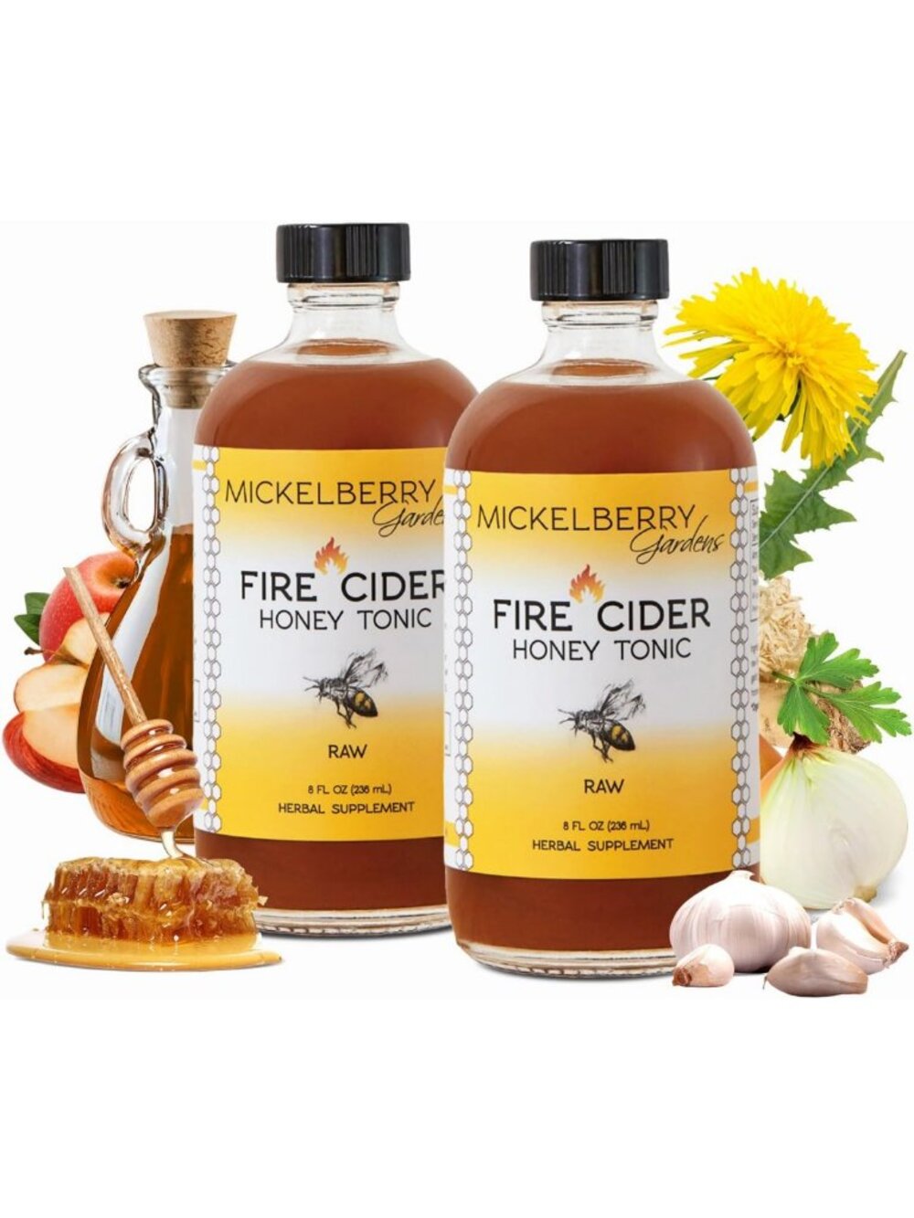 Fire Cider Apple Cider Vinegar Honey Tonic - 8oz, 2 Pack for Wellness & Immunity